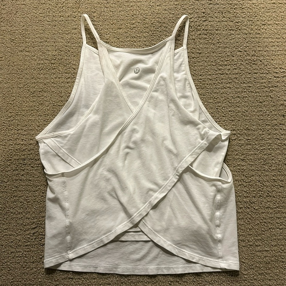 lululemon cotton white cross back tank size 6